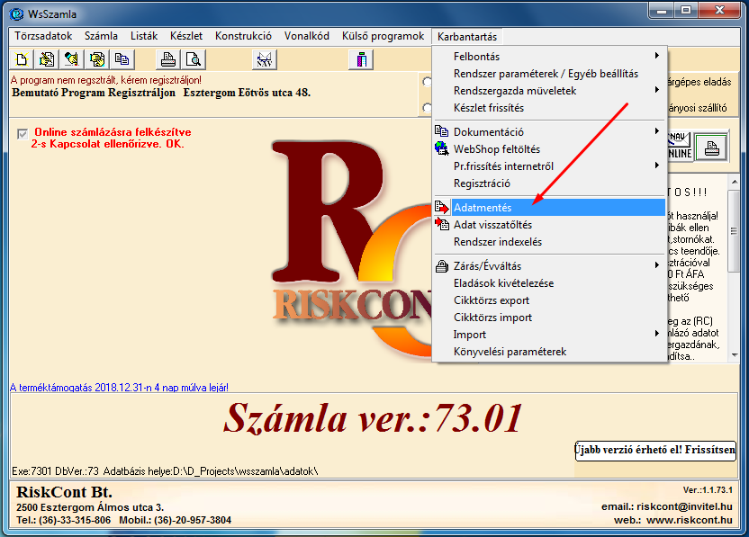évzárás útmutató WS Számla